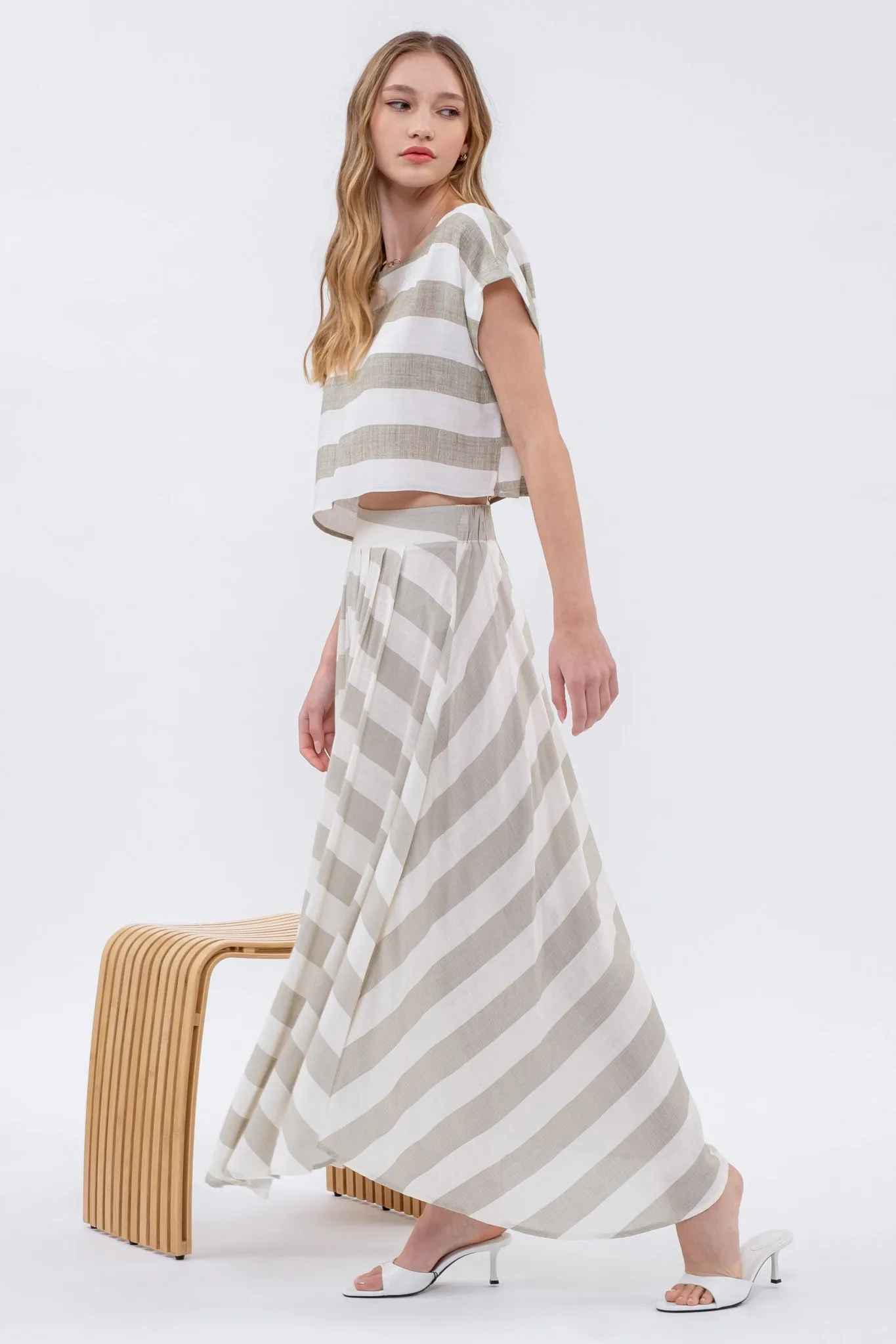 STRIPE HANDKERCHIEF MAXI SKIRT sold by Blu Pepper