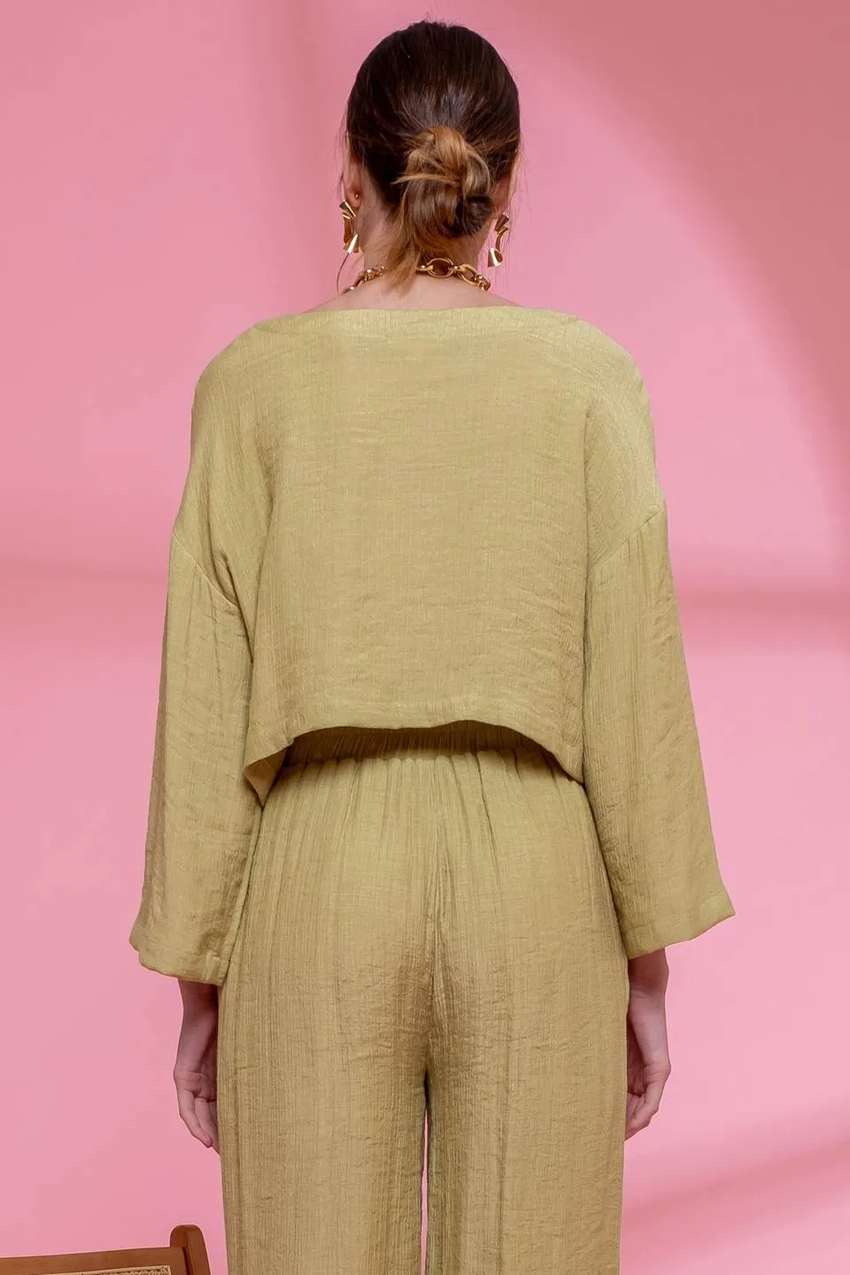 RELAXED 3/4 SLEEVE CROP TOP sold by Blu Pepper product image thumbnail 2