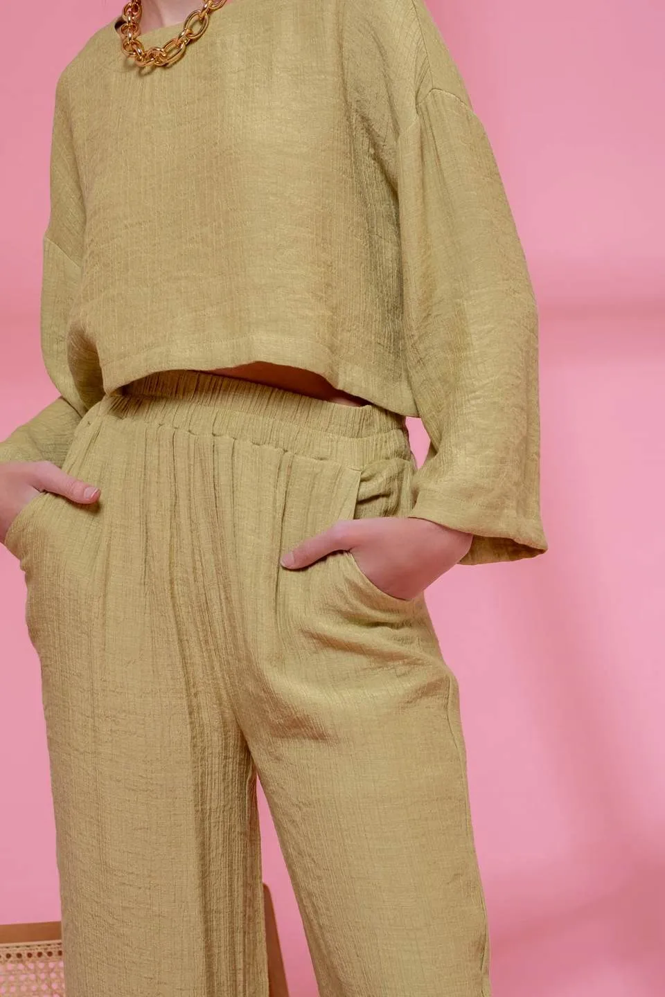 LIGHTWEIGHT HIGH RISE PANTS sold by Blu Pepper product image thumbnail 4