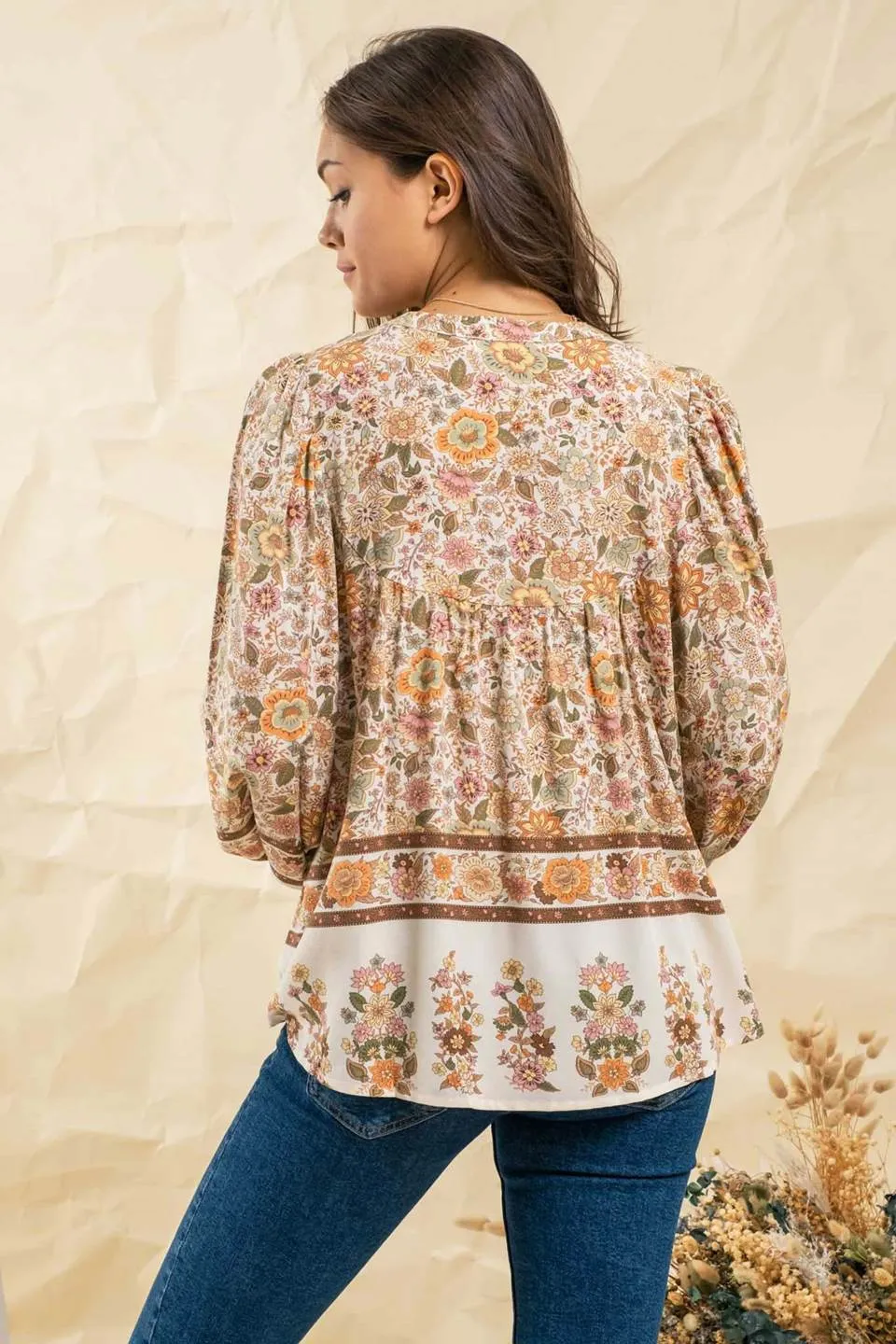 BORDER PRINT WOVEN TOP sold by Blu Pepper product image thumbnail 2