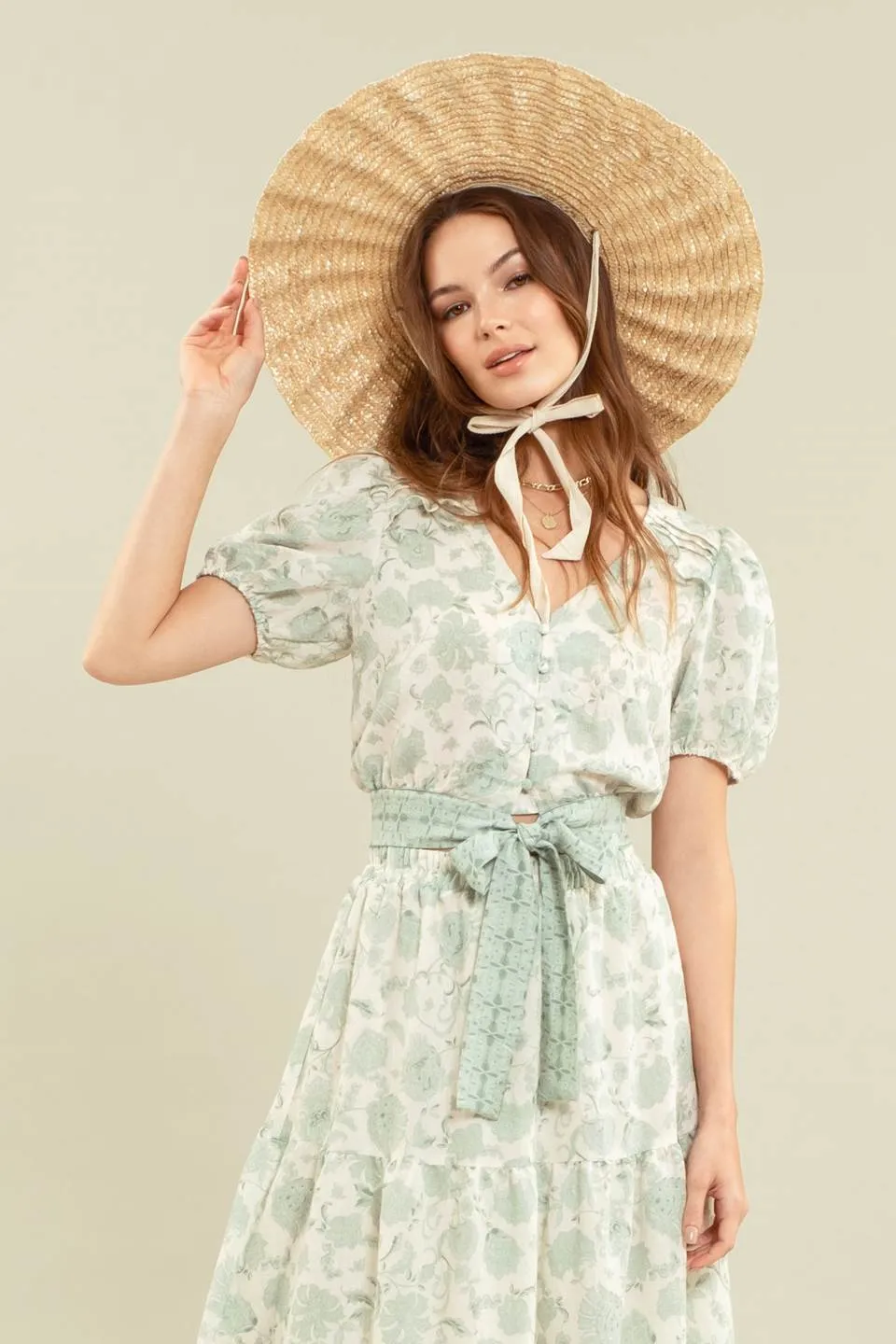 BUTTON UP FLORAL TOP sold by Blu Pepper product image thumbnail 4