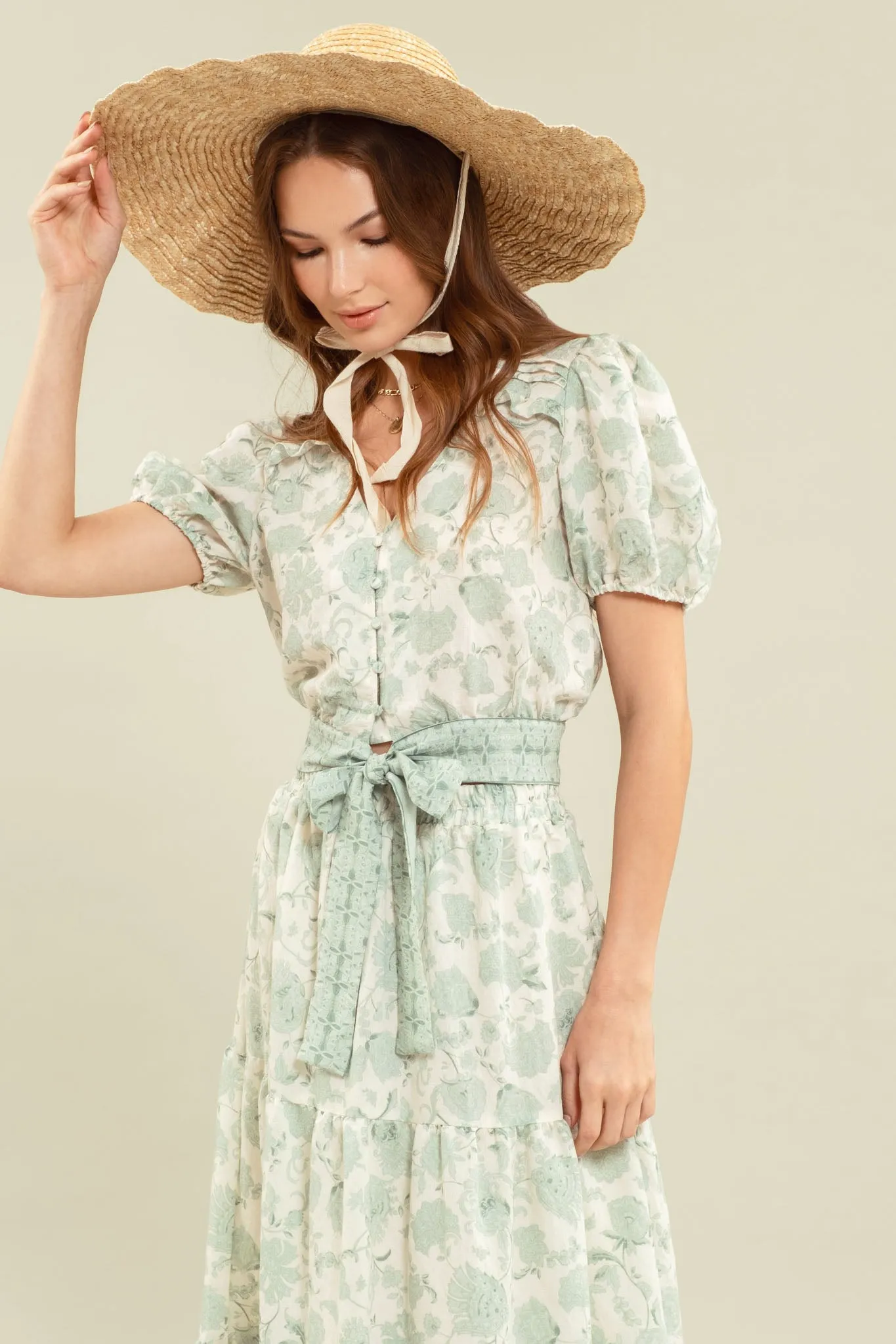 BUTTON UP FLORAL TOP sold by Blu Pepper product image thumbnail 3