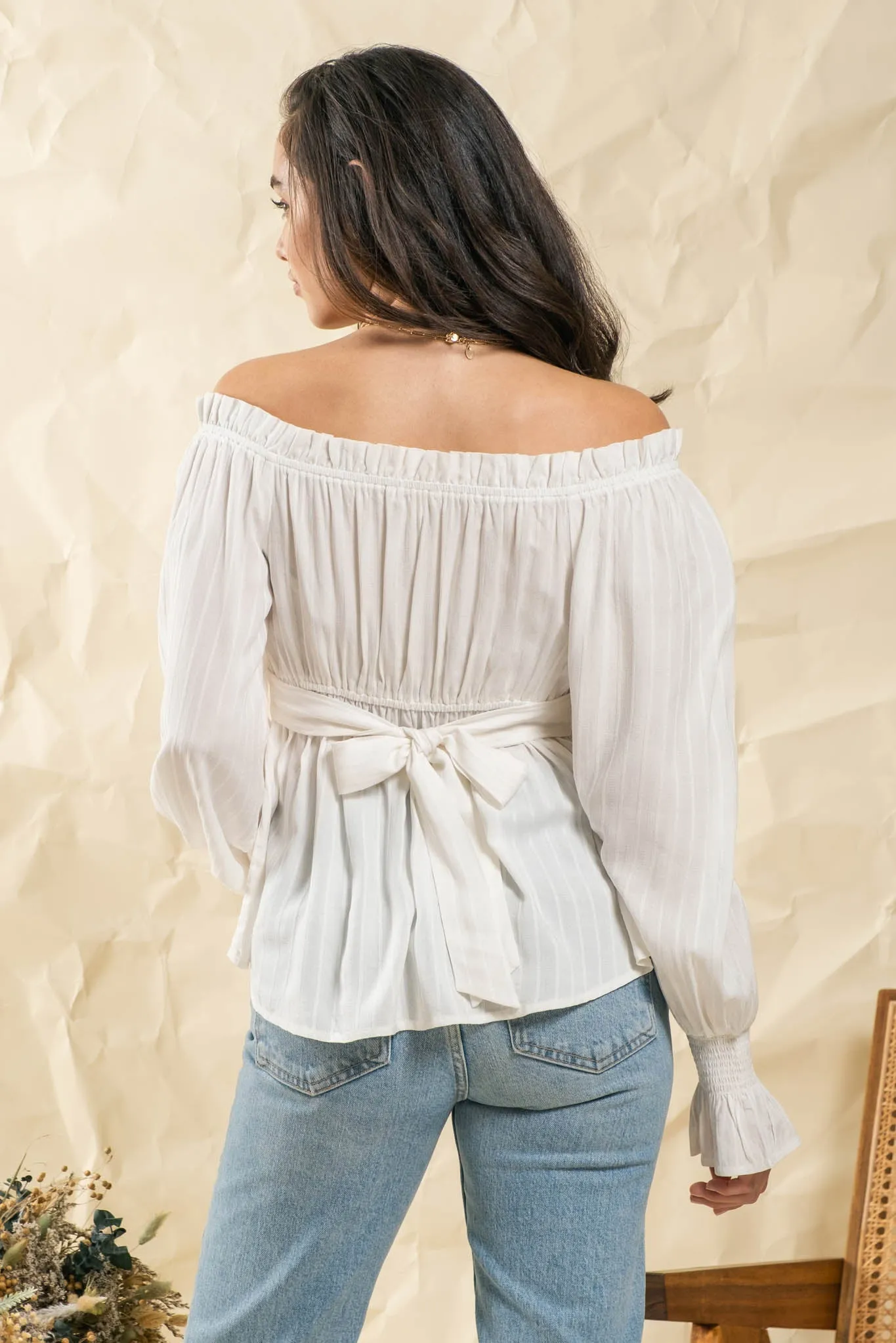 RUFFLED OFF-SHOULDER TOP sold by Blu Pepper product image thumbnail 2