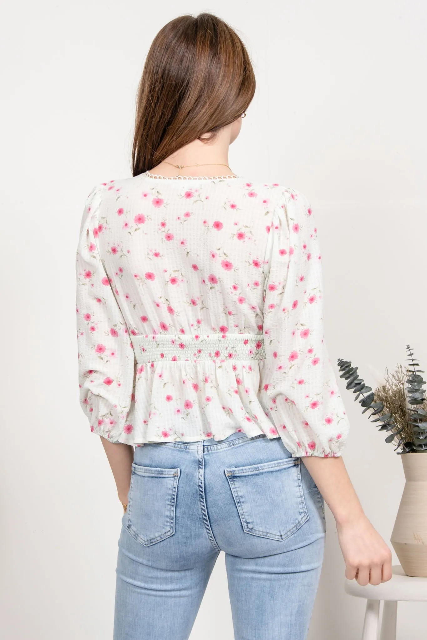 FLORAL 3/4 SLEEVE TOP sold by Blu Pepper product image thumbnail 2