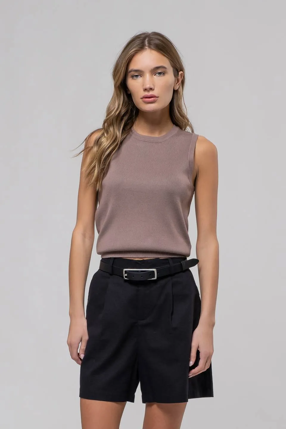 SLEEVELESS CREW NECK SWEATER KNIT TOP sold by Blu Pepper product image thumbnail 4