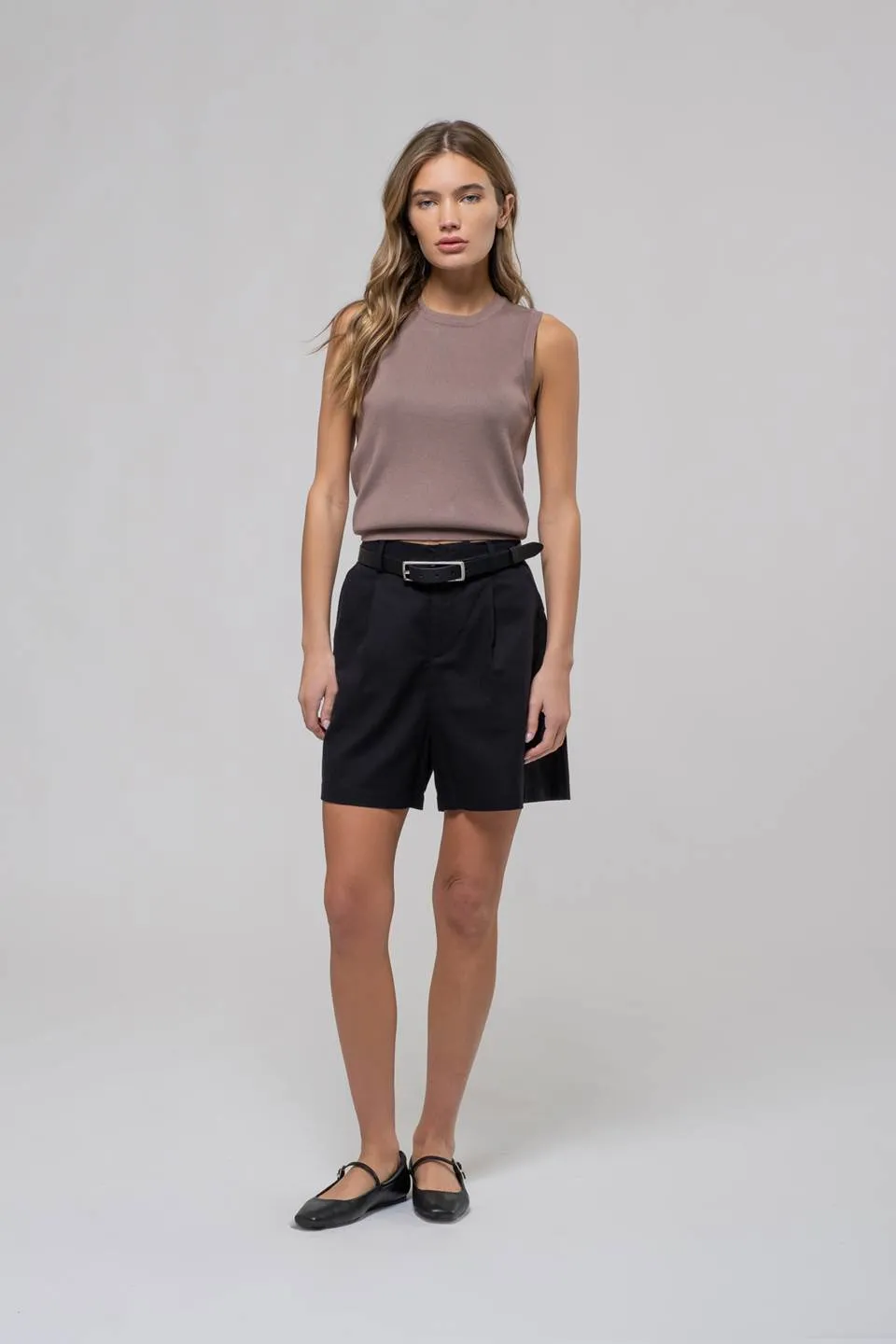 SLEEVELESS CREW NECK SWEATER KNIT TOP sold by Blu Pepper product image thumbnail 5