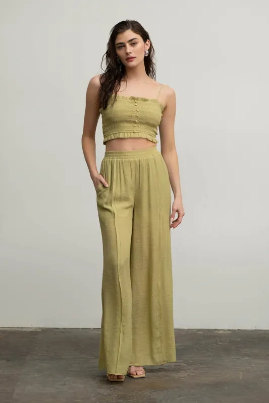 HIGH WAIST WIDE LEG PINTUCK PANTS sold by Blu Pepper