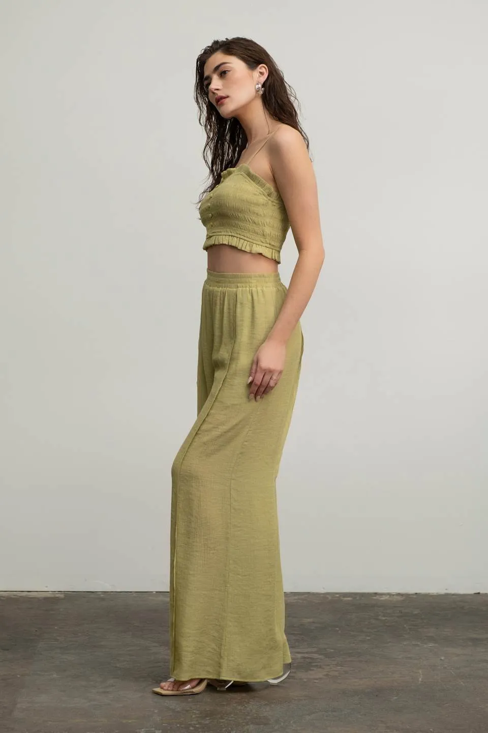 HIGH WAIST WIDE LEG PINTUCK PANTS sold by Blu Pepper product image thumbnail 3