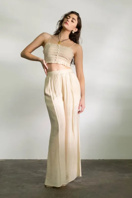 SMOCKED BUTTON DOWN SLEEVELESS CROP TOP sold by Blu Pepper