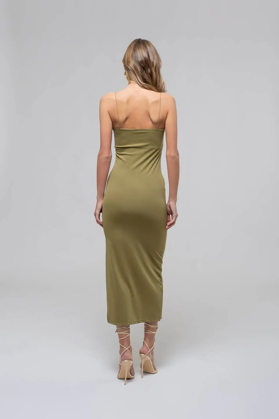 BODYCON SIDE SLIT CAMI MIDI DRESS sold by Blu Pepper product image thumbnail 2