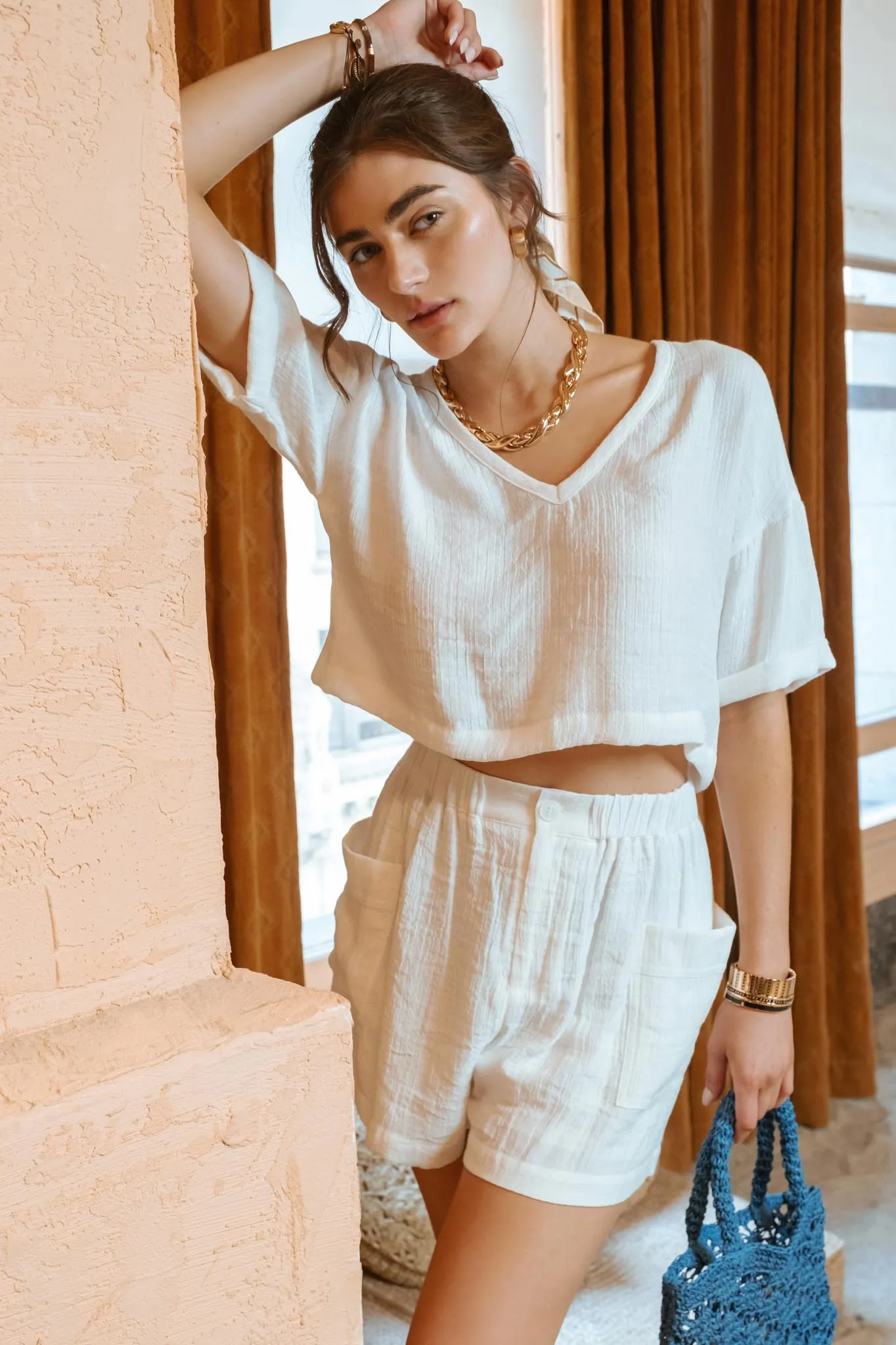 CRINKLE KNIT MINI SHORTS sold by Blu Pepper product image thumbnail 5