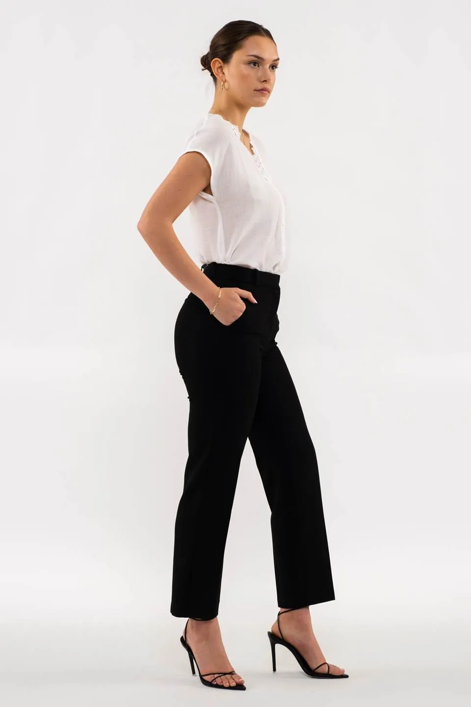 LACE EDGE V NECK SHORT SLEEVE BLOUSE sold by Blu Pepper product image thumbnail 3