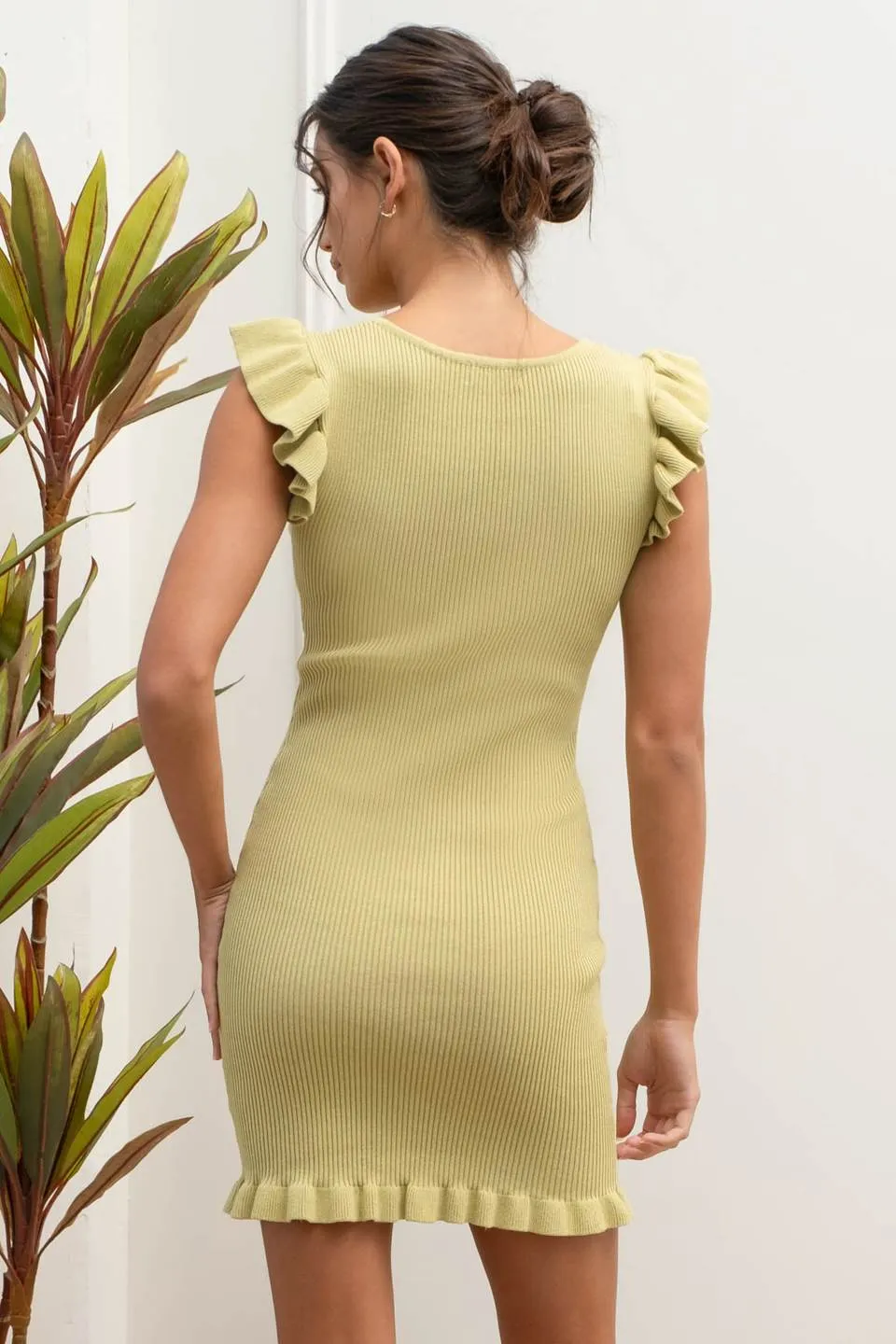 RUFFLE TRIM KNIT MINI DRESS sold by Blu Pepper product image thumbnail 2