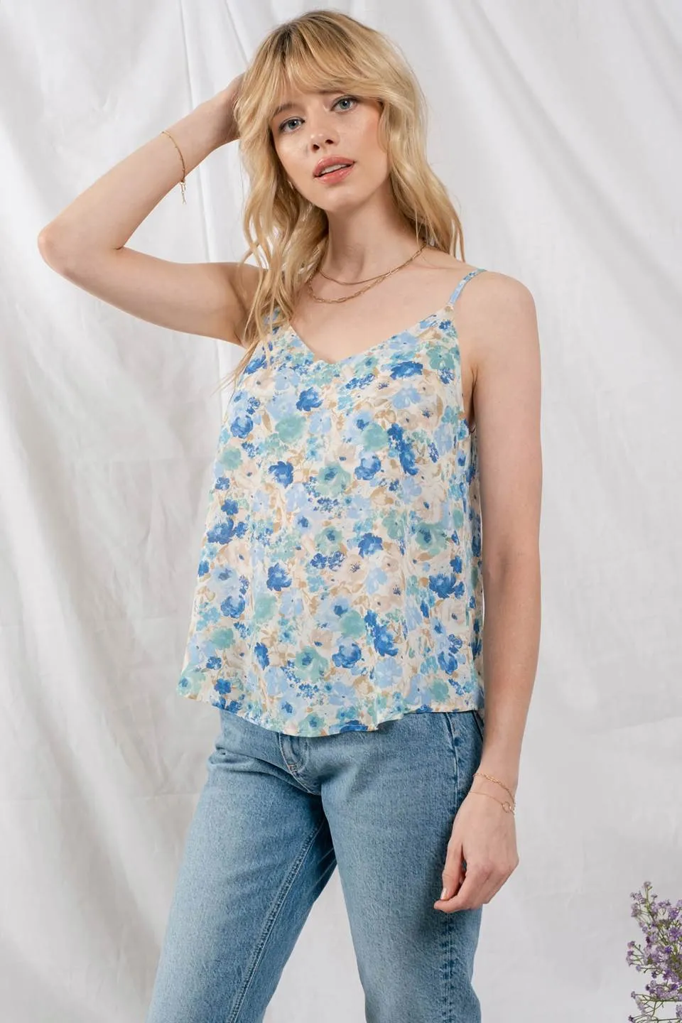 FLORAL V NECK CAMI sold by Blu Pepper product image thumbnail 4