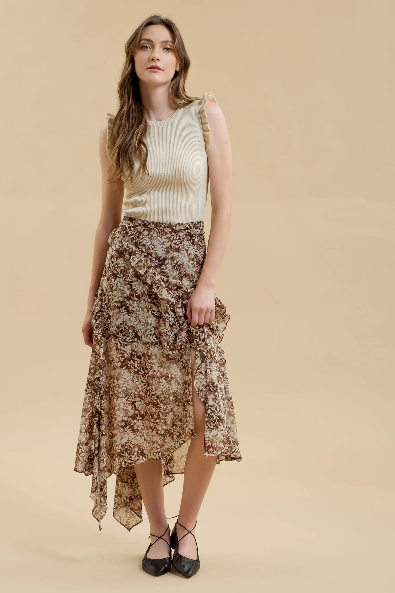 RUFFLE SLEEVELESS SWEATER KNIT TOP sold by Blu Pepper product image thumbnail 5