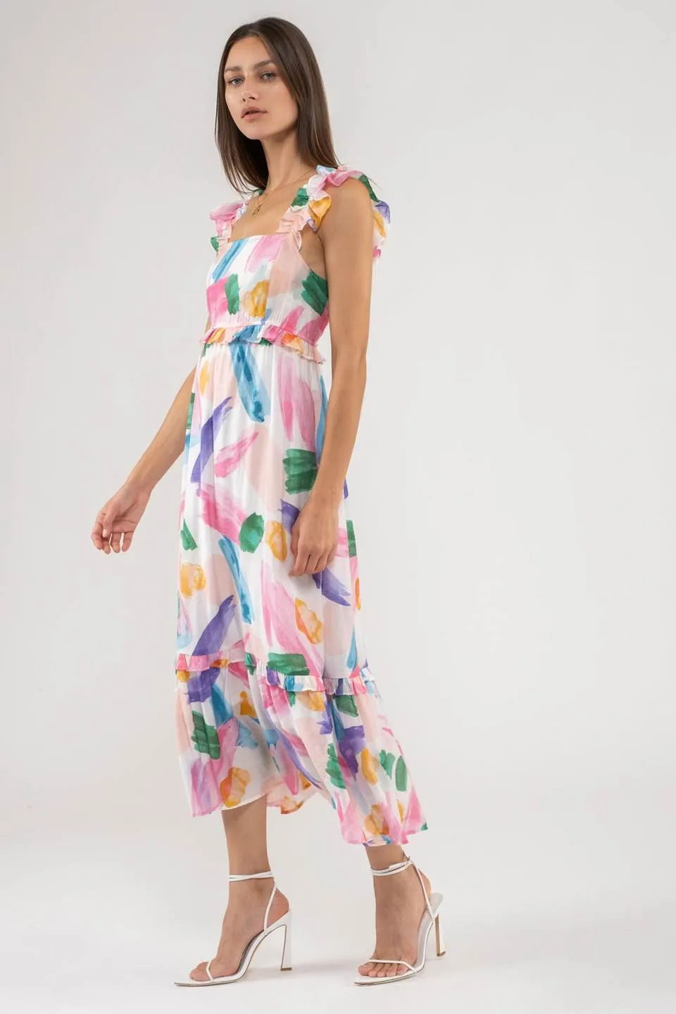 BRUSH STROKE MIDI DRESS sold by Blu Pepper product image thumbnail 3