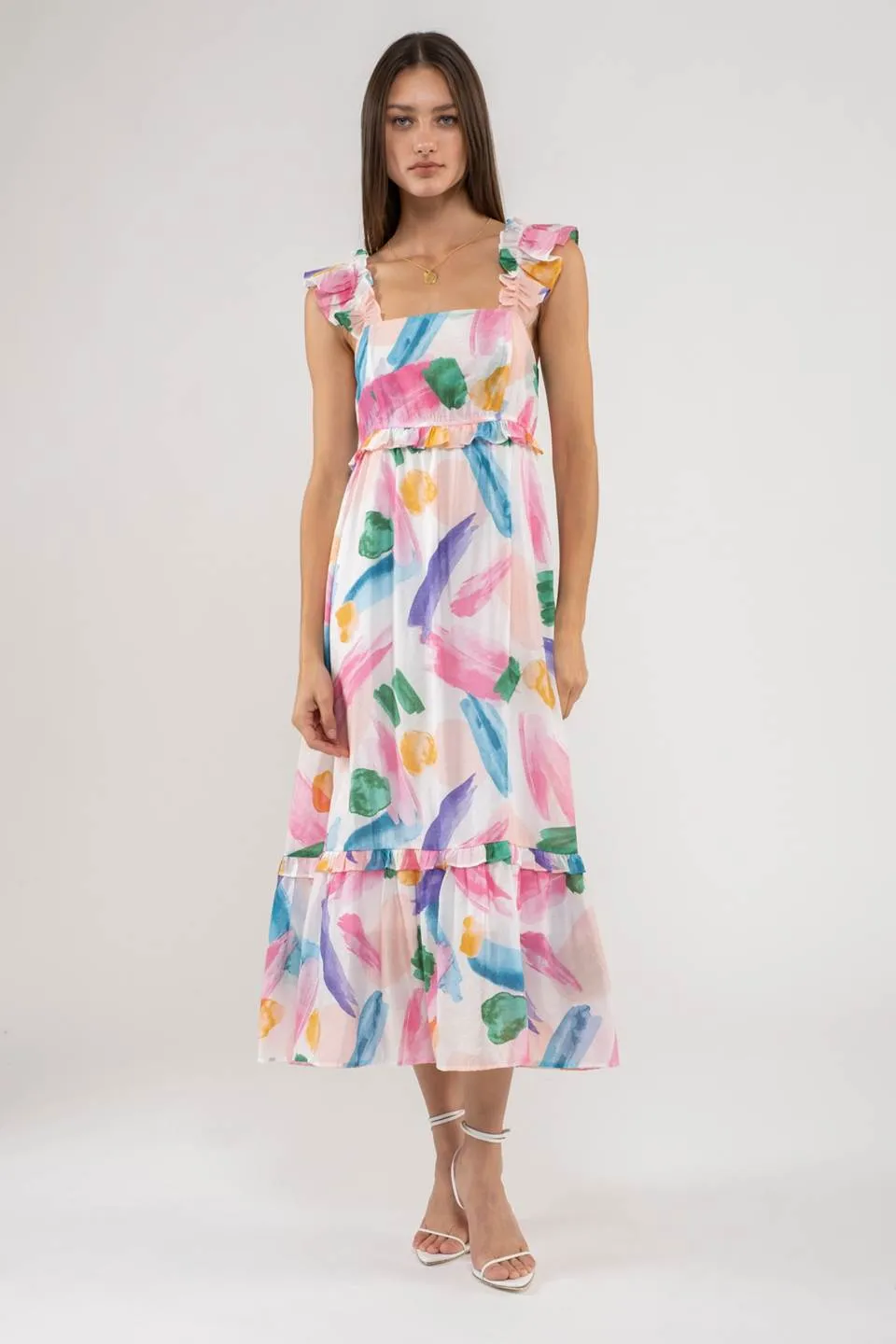BRUSH STROKE MIDI DRESS sold by Blu Pepper product image thumbnail 5