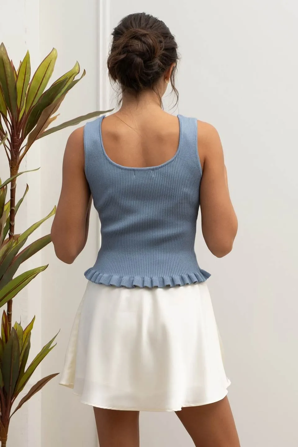 LETTUCE HEM SLEEVELESS SWEATER KNIT TOP sold by Blu Pepper product image thumbnail 2