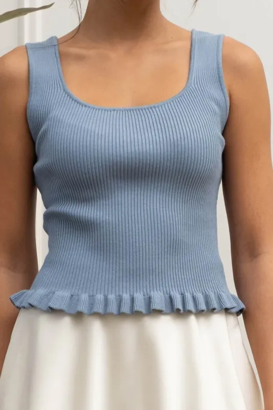 LETTUCE HEM SLEEVELESS SWEATER KNIT TOP made by Blu Pepper
