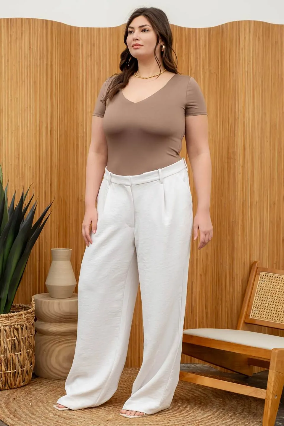 PLUS REVERSIBLE V NECK SHORT SLEEVE BODYSUIT sold by Blu Pepper product image thumbnail 3