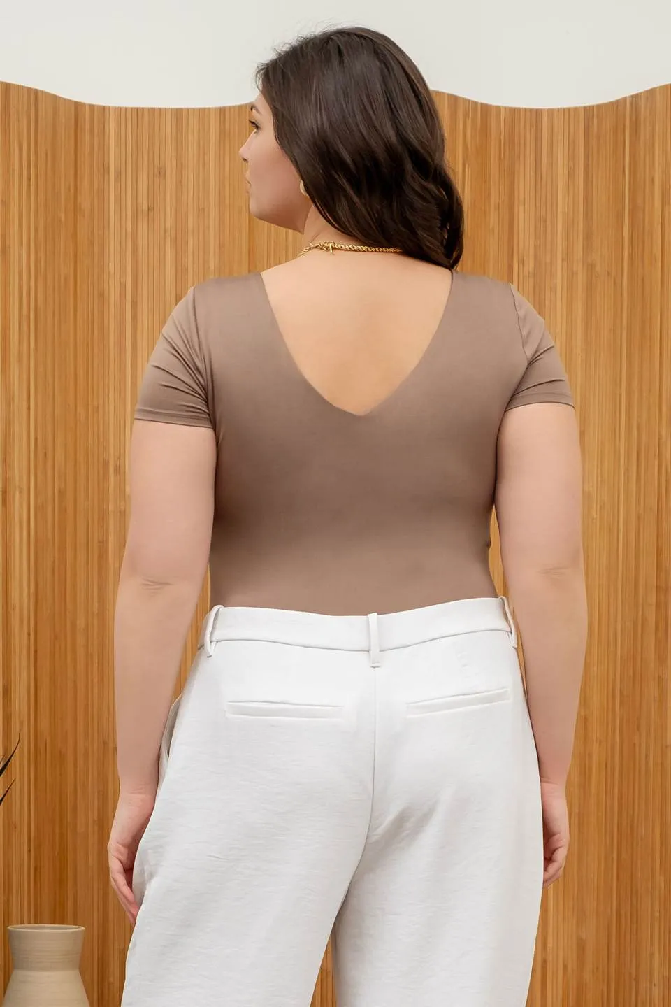 PLUS REVERSIBLE V NECK SHORT SLEEVE BODYSUIT sold by Blu Pepper product image thumbnail 2