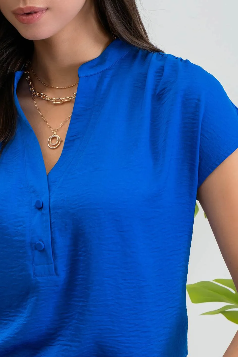 DROP SHOULDER BUTTON FRONT BLOUSE sold by Blu Pepper product image thumbnail 4