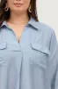 PLUS COLLARED SPLIT NECK 3/4 TAB SLEEVE TOP sold by Blu Pepper