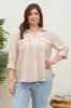 PLUS COLLARED SPLIT NECK 3/4 TAB SLEEVE TOP sold by Blu Pepper