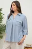 PLUS COLLARED SPLIT NECK 3/4 TAB SLEEVE TOP sold by Blu Pepper