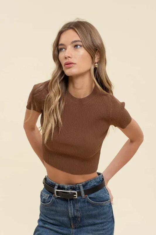 RIBBED SWEATER CROP TOP sold by Blu Pepper