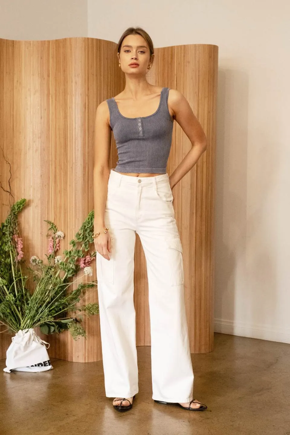 WASHED SEAMLESS CROP TOP sold by Blu Pepper product image thumbnail 4