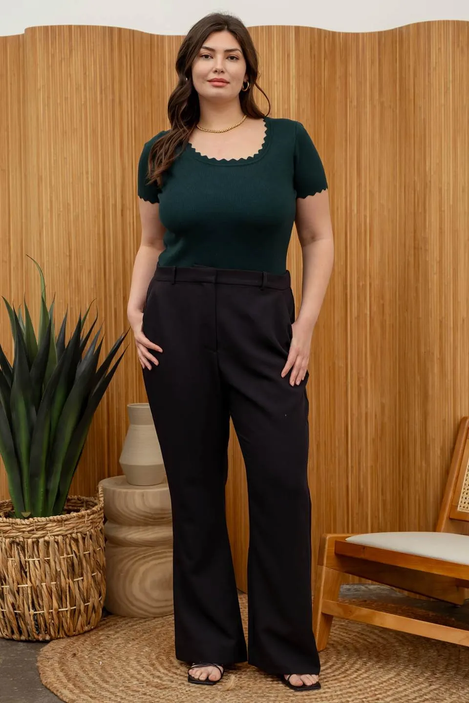 PLUS SCALLOP EDGE SWEATER KNIT TOP sold by Blu Pepper product image thumbnail 5