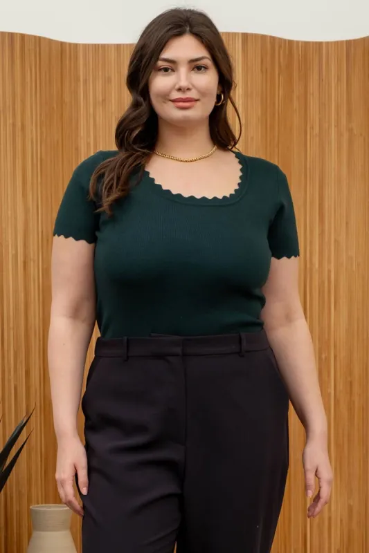 PLUS SCALLOP EDGE SWEATER KNIT TOP sold by Blu Pepper