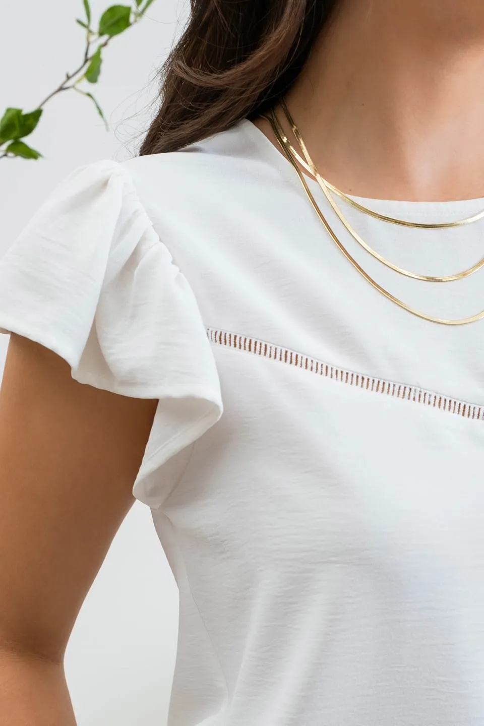 RUFFLE SLEEVE LADDER LACE BLOUSE sold by Blu Pepper product image thumbnail 4