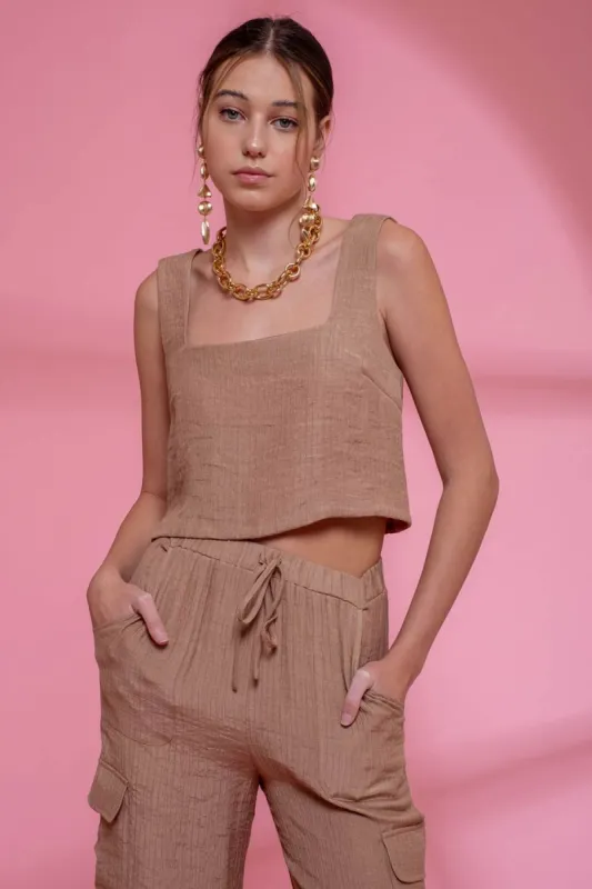 SQUARE NECK SLEEVELESS CROP TOP sold by Blu Pepper