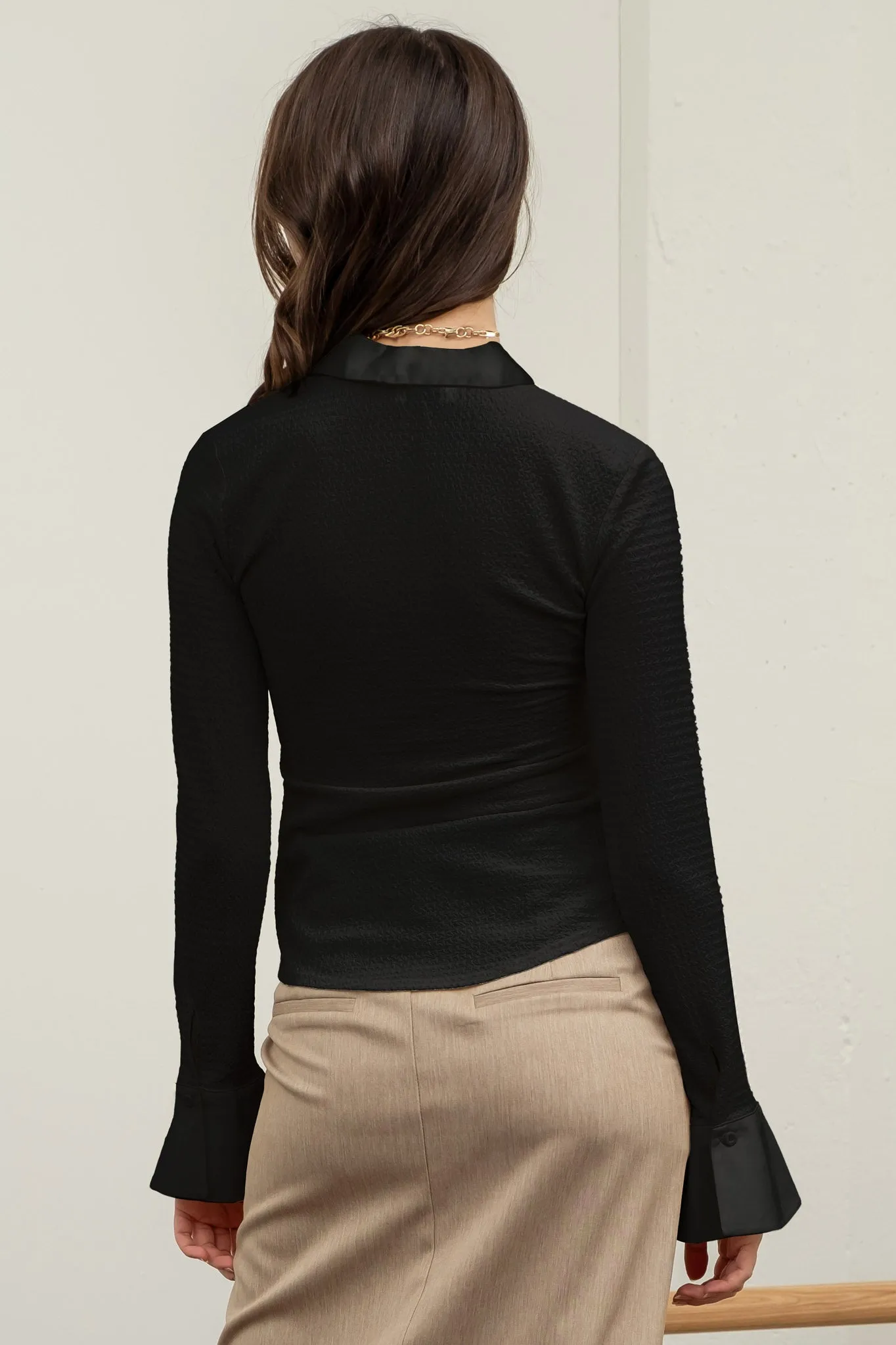 CRINKLE KNIT LONG SLEEVE TOP sold by Blu Pepper product image thumbnail 2