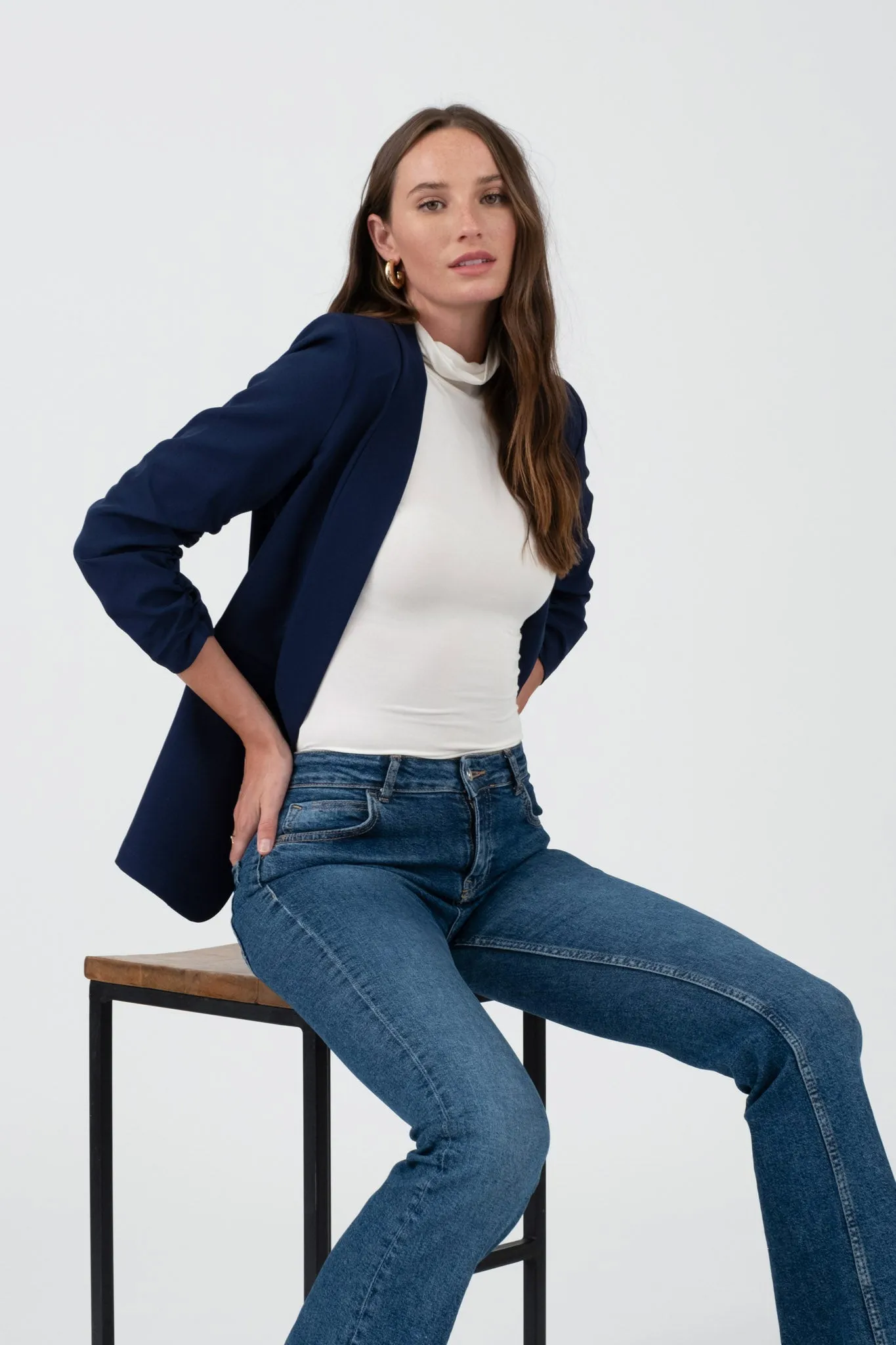 RUCHED 3/4 SLEEVE SLEEVE BLAZER sold by Blu Pepper product image thumbnail 4