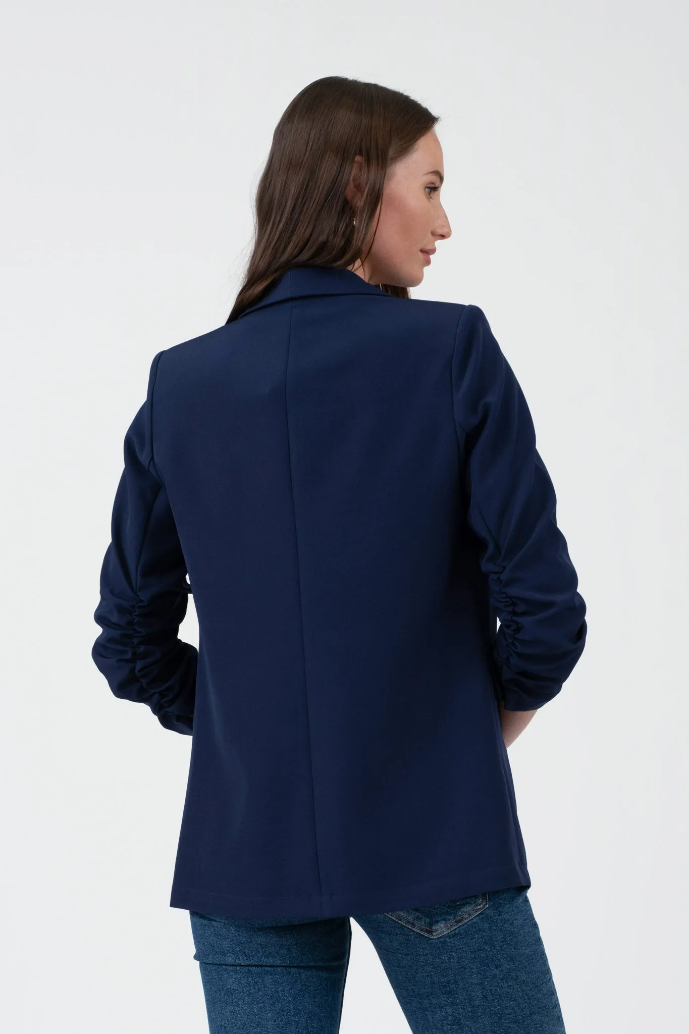 RUCHED 3/4 SLEEVE SLEEVE BLAZER sold by Blu Pepper product image thumbnail 2