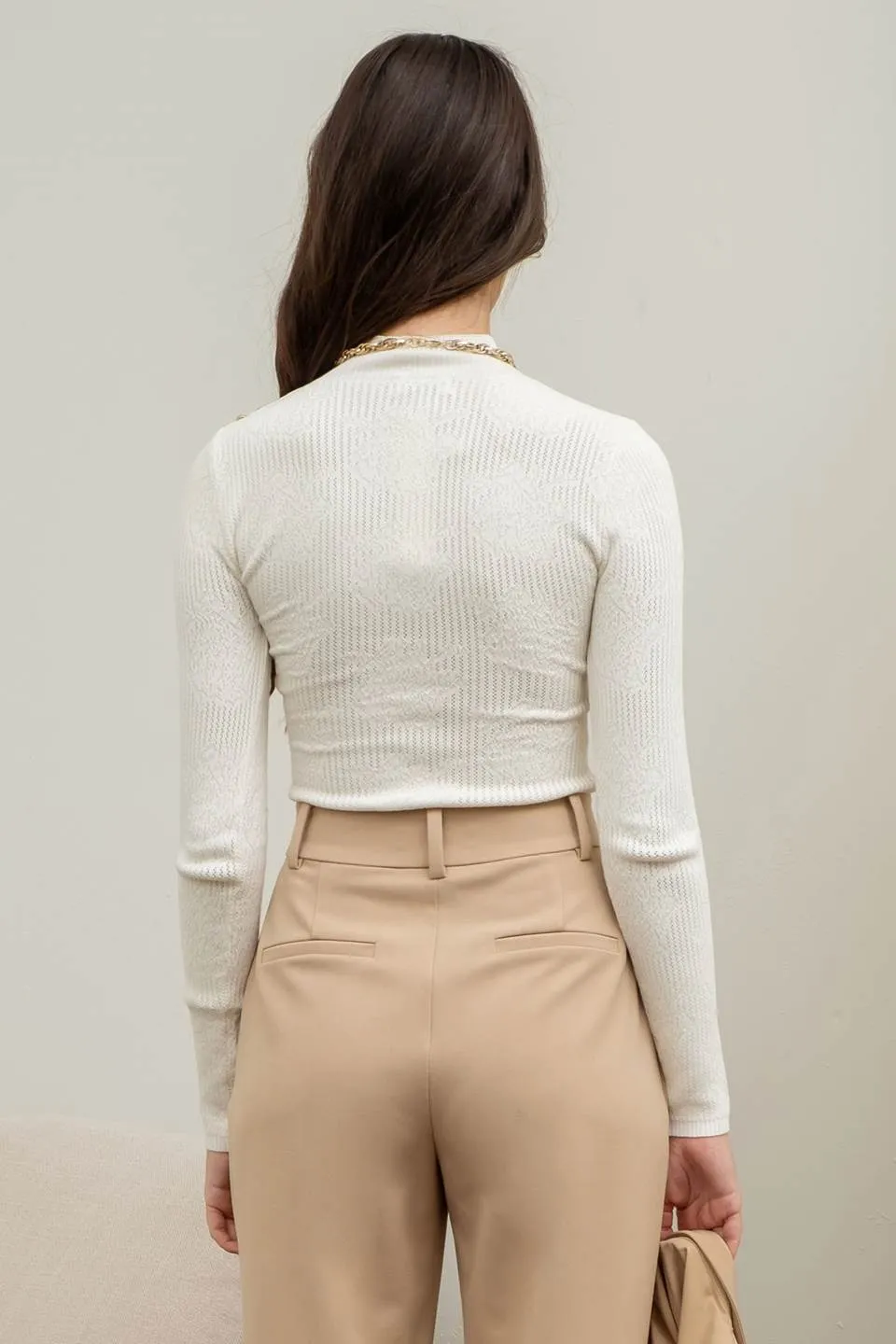 FLORAL MOCK NECK KNIT SWEATER sold by Blu Pepper product image thumbnail 2