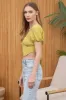 BACK TIE CORSET WAIST SHORT PUFF SLEEVE CROP TOP sold by Blu Pepper