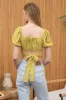 BACK TIE CORSET WAIST SHORT PUFF SLEEVE CROP TOP sold by Blu Pepper