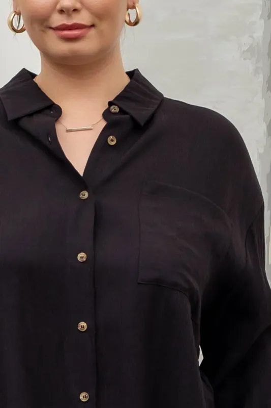 PLUS TEXTURED BUTTON DOWN TOP sold by Blu Pepper