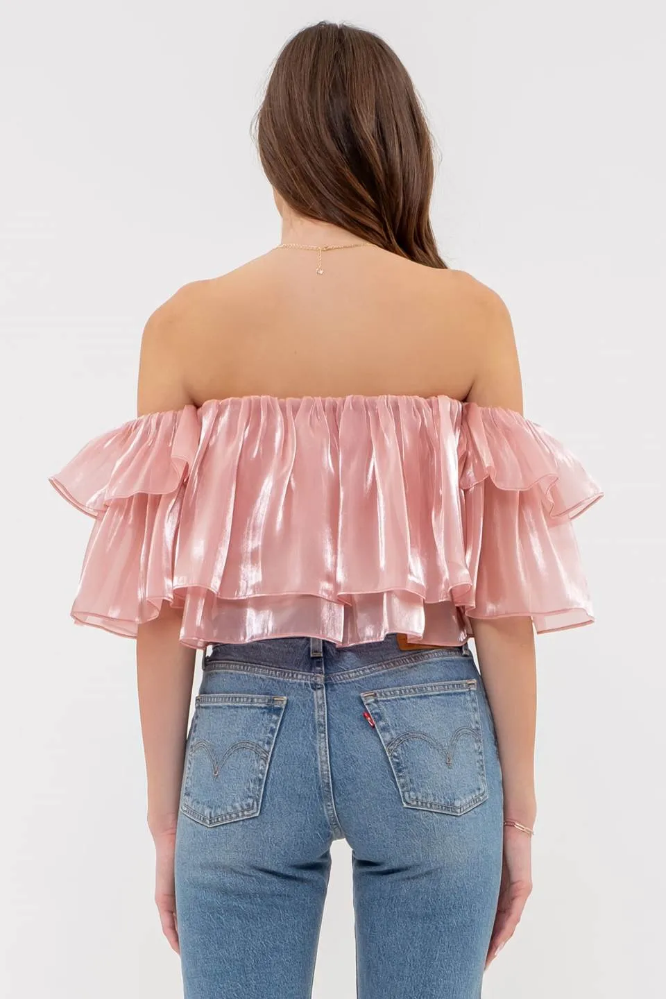 OFF-SHOULDER SHEER RUFFLE TOP sold by Blu Pepper product image thumbnail 2