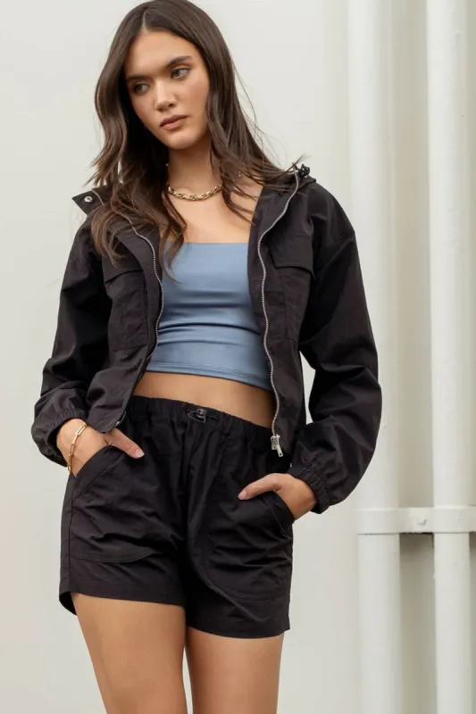 ZIP UP HOODED WINDBREAKER JACKET sold by Blu Pepper