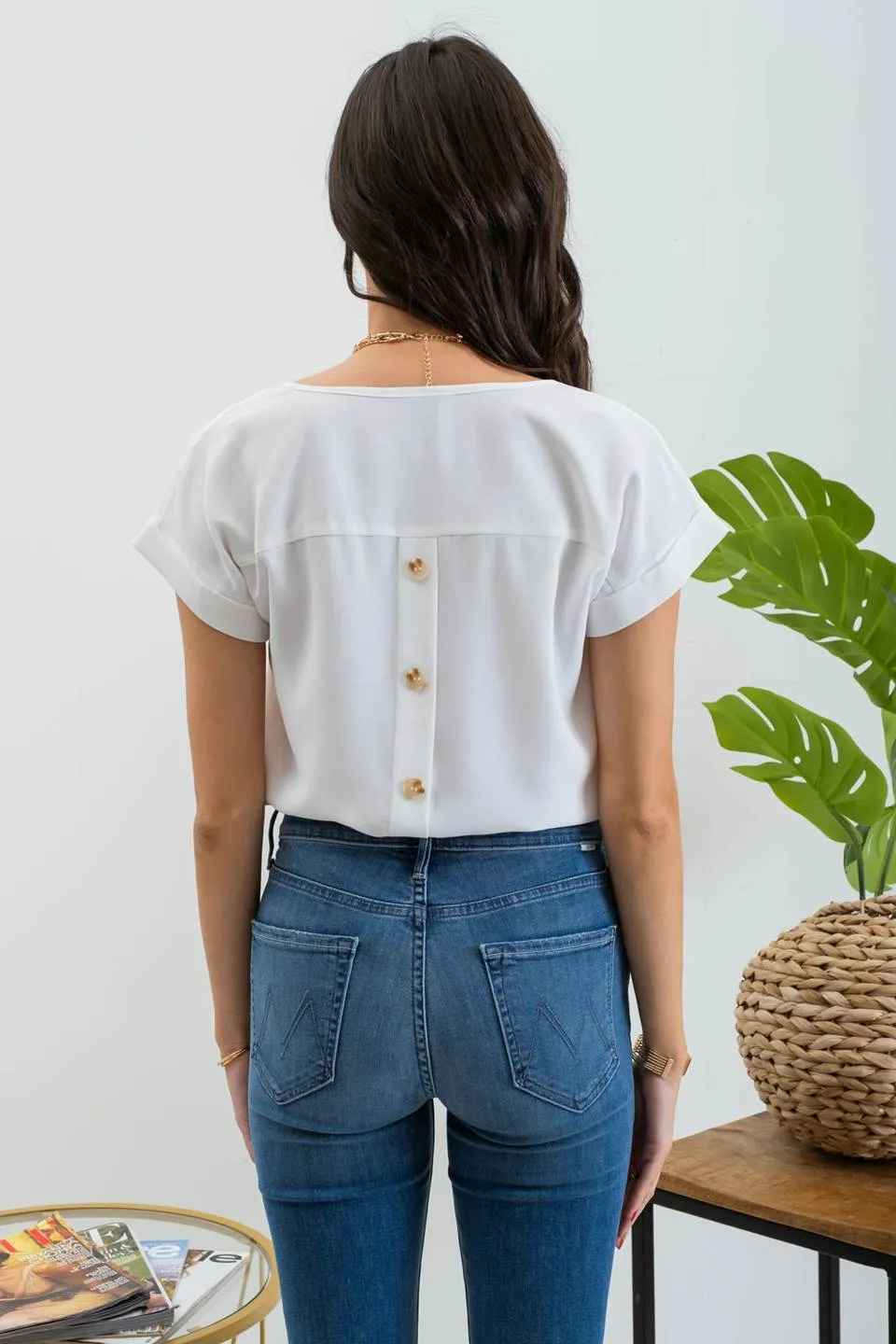 SPLIT NECK BACK BUTTONED TOP sold by Blu Pepper product image thumbnail 2