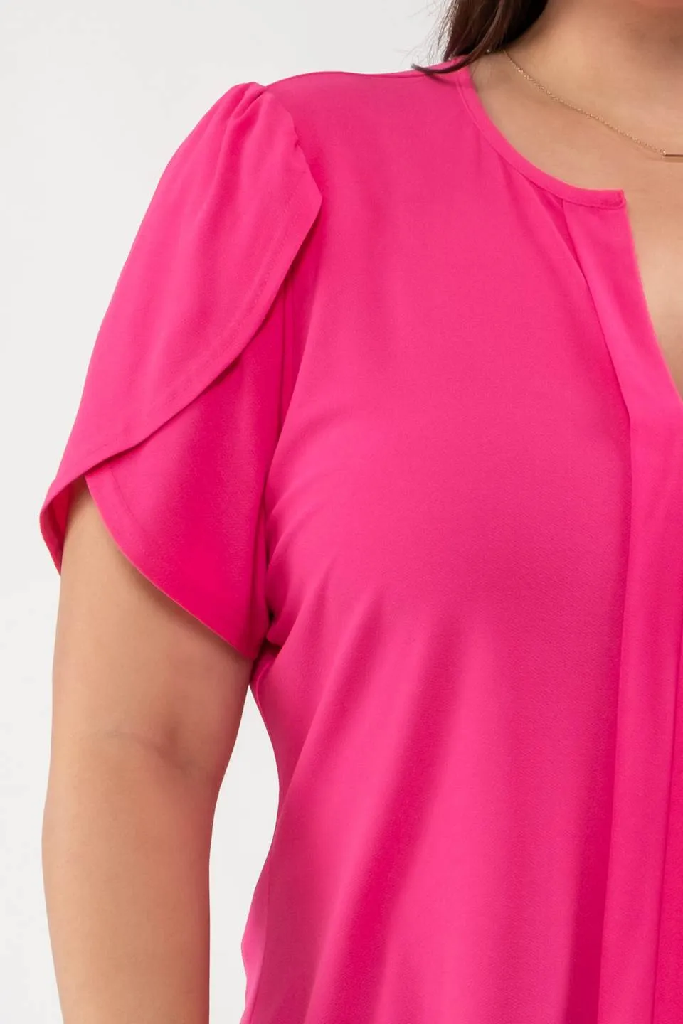 PLUS DRAPE SLEEVE SPLIT NECK TOP sold by Blu Pepper product image thumbnail 3