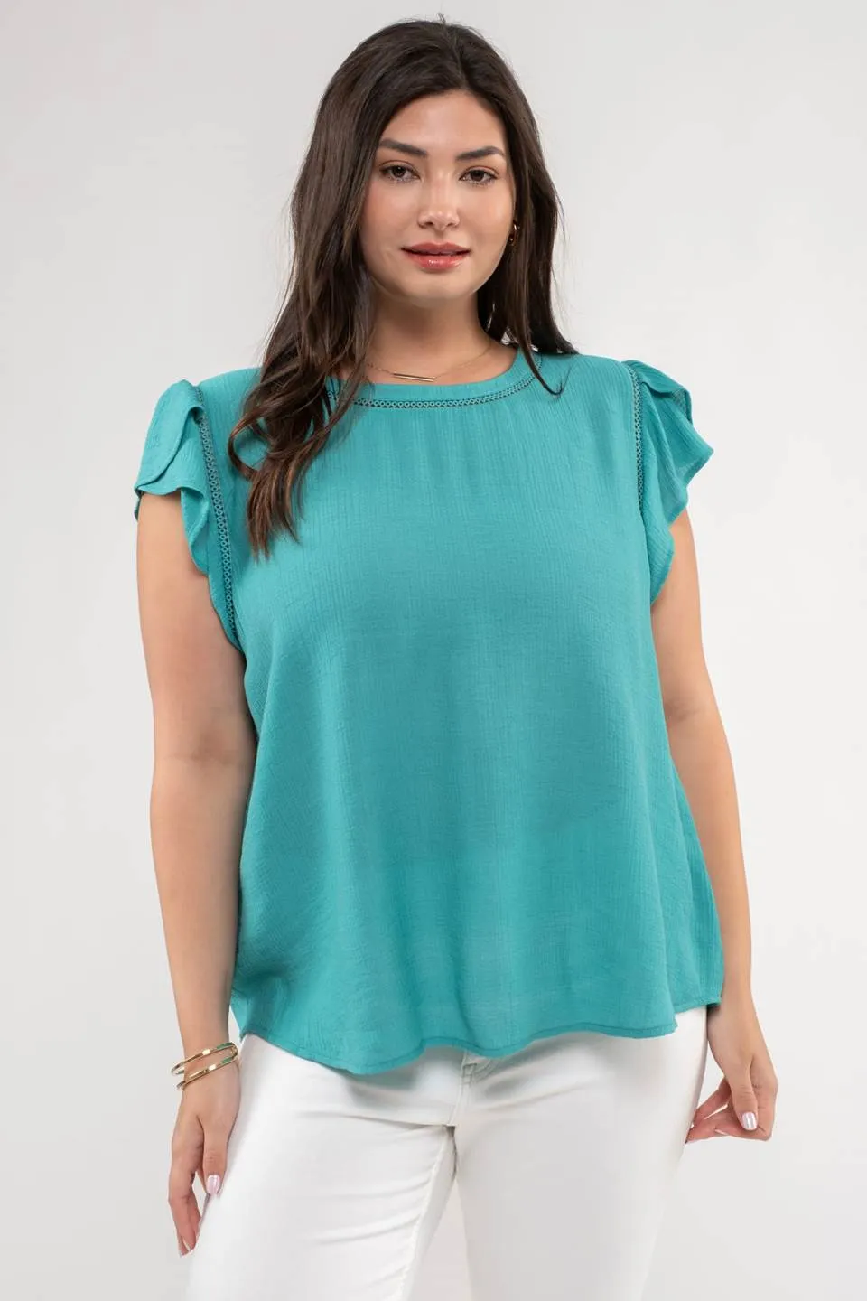 PLUS TULIP SLEEVE LIGHTWEIGHT TOP sold by Blu Pepper product image thumbnail 3