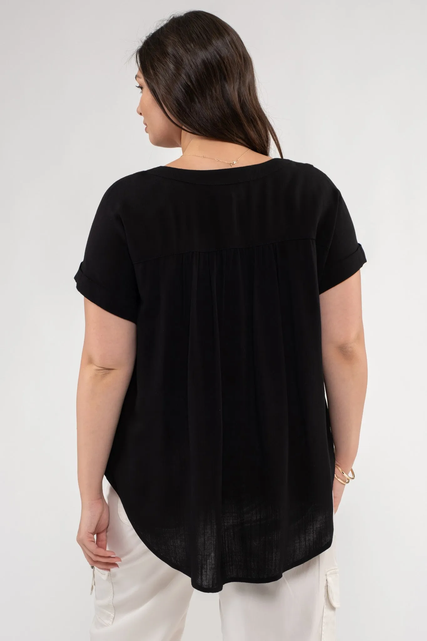 PLUS SHORT ROLL SLEEVE BUTTON DOWN SHIRT sold by Blu Pepper product image thumbnail 2