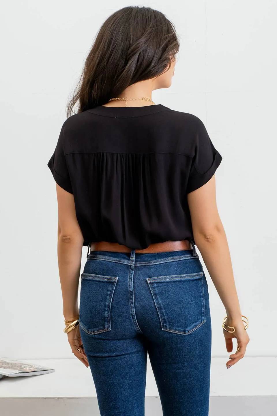 SHORT ROLL SLEEVE BUTTON DOWN SHIRT sold by Blu Pepper product image thumbnail 2