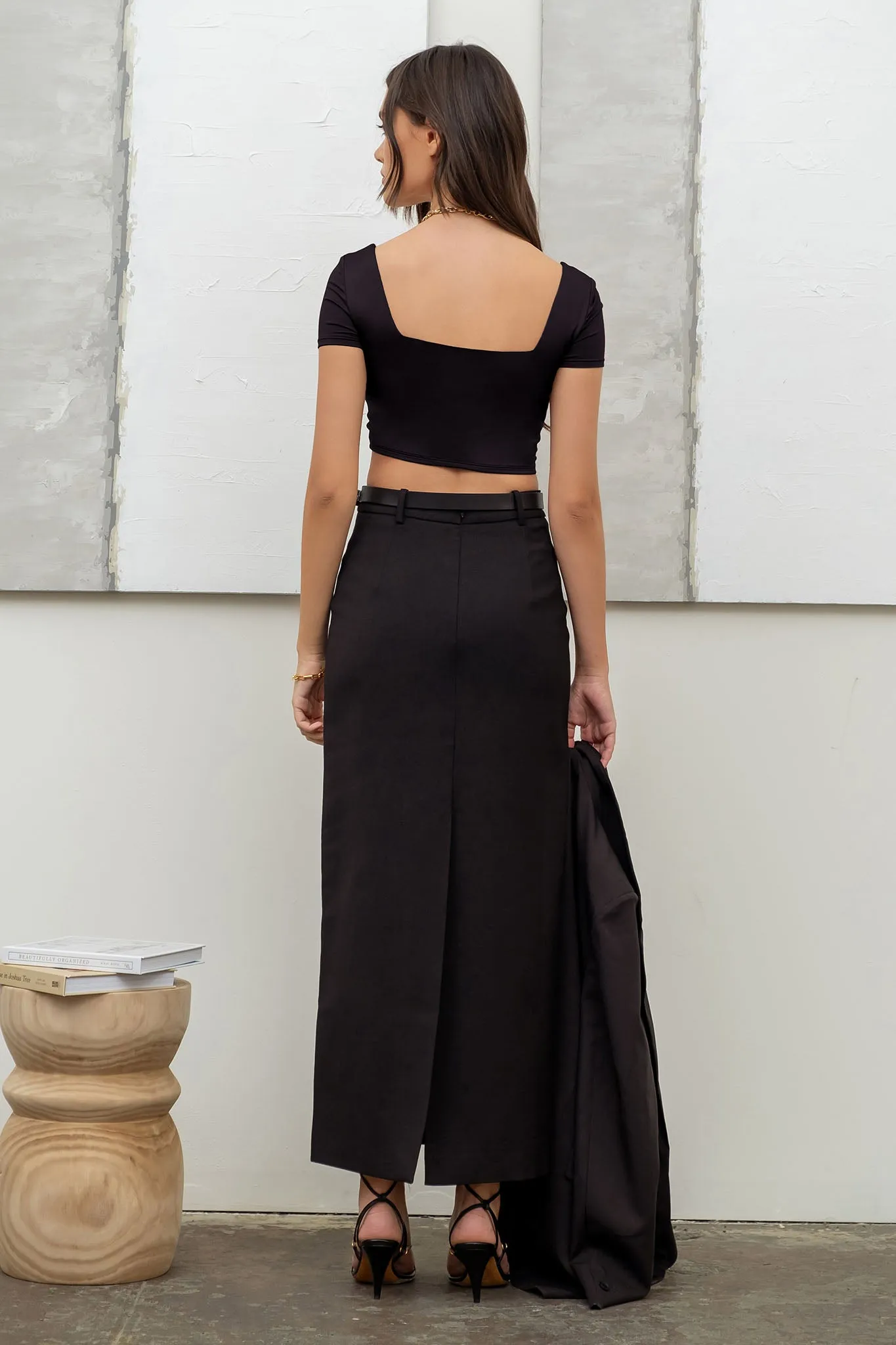 REVERSIBLE SOLID SQUARE NECK KNIT TOP sold by Blu Pepper product image thumbnail 4